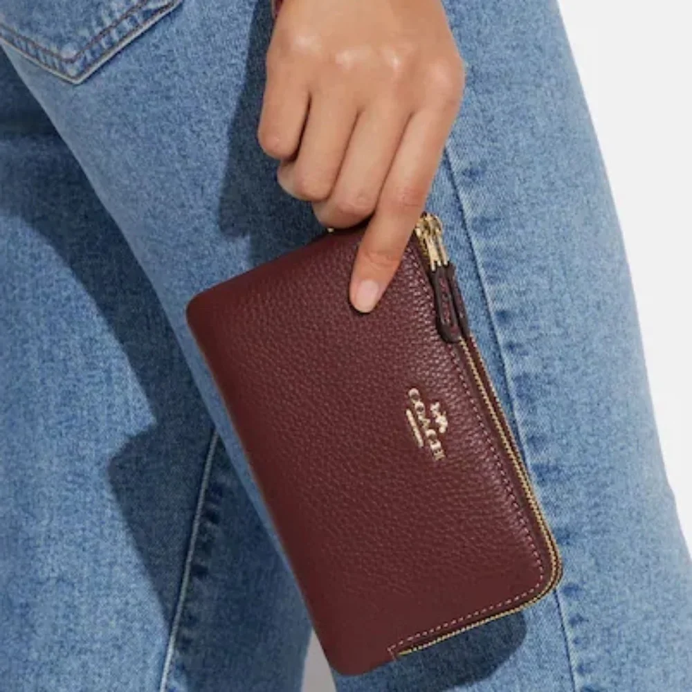 Coach Double Corner Zip Wristlet NWT w Snake Embossed Strap NWT